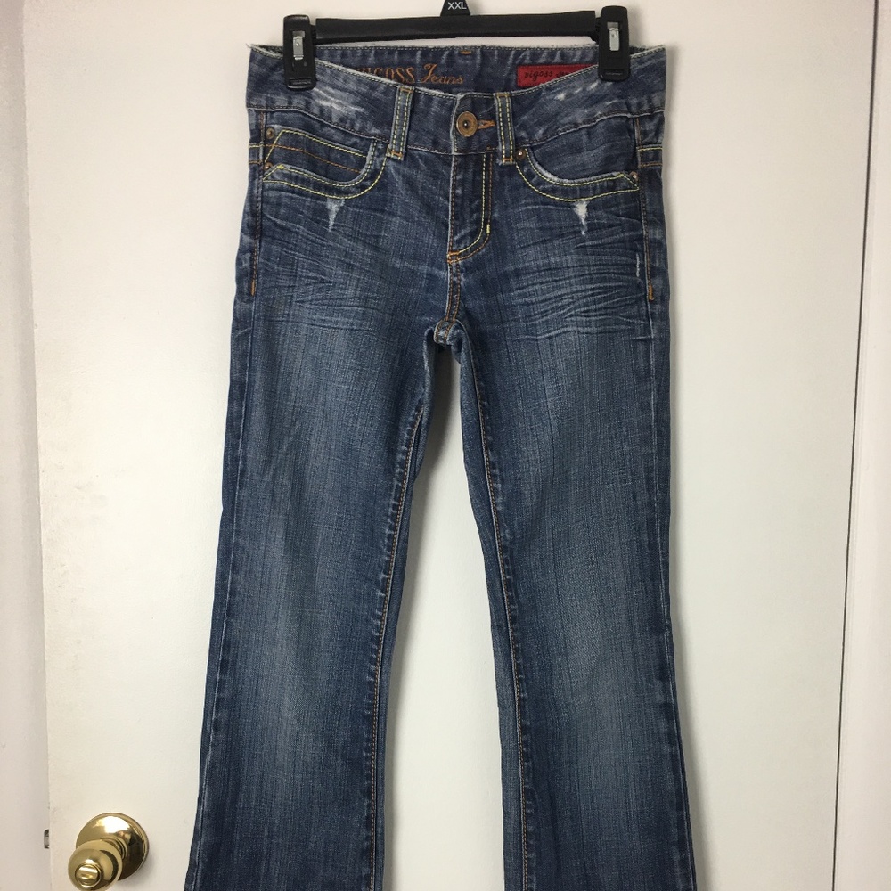 Vigoss Blue Denim Distressed Boot Cut Jeans